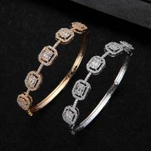 Spring Trendy Luxury Stackable Statement Bangle For Women Wedding Full Cubic Zircon Crystal CZ Dubai  Bracelets S0800 2024 - buy cheap