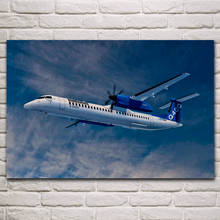 Bonito avión de pasajeros con luz Q400, carteles en el hermoso cielo, imagen para pared, decoración del hogar, sala de estar, dormitorio, KN861 2024 - compra barato