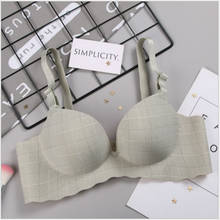 New Sexy Plaid pattern Underwear lingerie push up bra Gathered Seamless wireless beautiful Chest Bras for women bralette 2024 - купить недорого