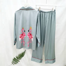 Lisacmvpnel-Pijama de gasa con dibujos animados para mujer, Conjunto de pijama Sexy con pantalones de manga larga, cárdigan 2024 - compra barato