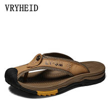 Vryheid 2021 novos chinelos de couro genuíno dos homens chinelos praia verão sapatos casuais ao ar livre respirável apartamentos tamanho grande sandálias 2024 - compre barato