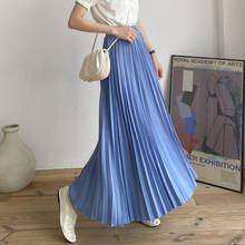 Falda plisada de cintura alta para mujer, Falda larga de estilo bohemio en 6 colores, rosa, azul coreano, primavera y verano, 2021 2024 - compra barato
