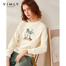 Vimly hoodies moda feminina impressão o pescoço solto harajuku pullover casual sudaderas moletom feminino f3237 2024 - compre barato