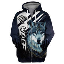 Graffiti letters comic wolf print fashion men's zipper hooded sweatshirt 2024 - buy cheap