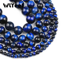 Wlyees olho de tigre azul semi gema contas de pedra natural 4 6 8 10 12mm bola redonda solta contas para pulseira colar jóias diy fazendo 2024 - compre barato
