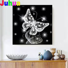 Diamond painting Glowing butterfly 3d cross stitch full square round diamond embroidery mosaic Mystery artwork Black White Art 2024 - buy cheap