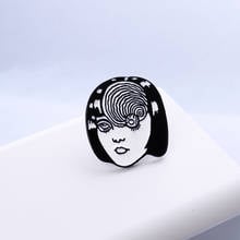 Horror Goru Eyeball Pin Horrific Japanese Anime Comic Black White Women face Enamel Brooch Bag Shirt Clothes Lapel Pin Badge 2024 - buy cheap