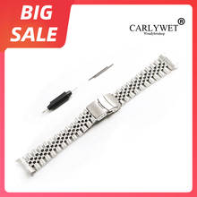 Carlywet 20 22mm bracelete de relógio de prata 316l, pulseira vintage com fecho curvo com parafuso sólido para rolex seiko 2024 - compre barato