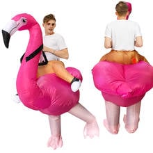 Fantasia adulto de carnaval, cosplay, flamingo, inflável, fantasia engraçada de mascote de halloween para homens, mulheres, vestido de desempenho de palco 2024 - compre barato