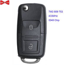 Брелок KEYECU для Volkswagen Sharan 2004, 2005, 2006, 2007, 2008, 433 МГц ID48 чип FCC ID: 7M3 959 753 2024 - купить недорого