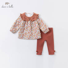 DBZ15248 dave bella autumn baby girls fashion floral print ball clothing sets kids cute sets children 2 pcs suit 2024 - buy cheap