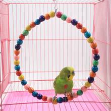 Wooden Bird Swing Toy Multicolor Parrot Round Hanging Swing Bead Design Bird Perch Toy Small Pet Cage Accessories Pet Supplies 2024 - купить недорого