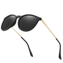 Классические винтажные круглые поляризованные солнцезащитные очки для мужчин, фирменный дизайн, женские солнцезащитные очки Polaroid, Женская металлическая оправа, черные линзы для женщин 2024 - купить недорого