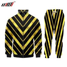UJWI 3D Print Golden Lines Men's Stand-up Collar Jacket Pants Suit Hoodie Sweater Two-piece Set Bodybuilding Tracksuit 5XL 2024 - buy cheap