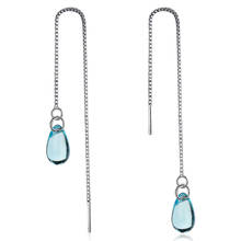 Real 925 Sterling Silver Tassel Blue Crystal Drop Earrings For Women Girls Wedding Jewelry Sterling-silver-jewelry pendientes 2024 - buy cheap