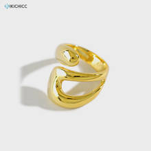 Женское регулируемое кольцо Kikichicc, Открытое кольцо из 100% стерлингового серебра 925 пробы с большими геометрическими фигурами, ювелирные украшения 2020 2024 - купить недорого