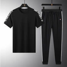 Men's Casual Tracksuit Men 2 Piece Set Men 2021 Spring Summer T-shirt Sportswear Sweatshirt Black Jogging Sweatpants pants Men 2024 - buy cheap