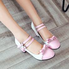 Japanese Sweet Lolita Women's Shoes Round Head Heel Student Bow Shoes thick heel women shoes cosplay loli Sweet lolita shoes 2024 - buy cheap