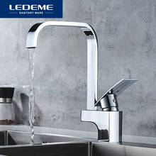 LEDEME Kitchen Faucet Deck Mounted Kitchen Hot and Cold Water Mixer Tap Chrome Square Waterfall Faucets Taps L4070 2024 - buy cheap