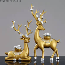 Nórdicos pareja creativa ciervo Decoración Retro Animal resina estatua decoración artesanías para el salón decoración casa moderna decoración 2024 - compra barato