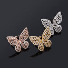 Anel de borboleta ajustável, ostentoso, zircônio cúbico, anel de cobre, charmoso, moda feminina, joias, presente 2024 - compre barato