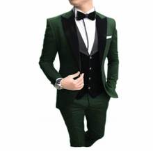 2020 Men's Suit 3 Pieces Casual Slim Fit Black Notch Lapel Vest Best Man Tuxedos for Wedding Party Suits(Blazer+Vest+Pants) 2024 - buy cheap