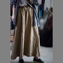 Faldas de lino con cintura elástica para mujer, faldas holgadas de lino de Color sólido, Estilo Vintage, para verano y otoño, 2020 2024 - compra barato