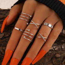 HuangTang Minimalist Geometric Joint Rings for Women Punk Simple Design Cross Twist Circular  Knuckle Rings Charming Jewelry 2024 - buy cheap