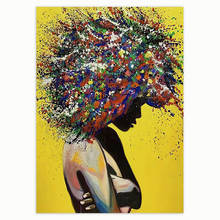 HD Abstract African Girl Wall Art Oil Printed Canvas Paintings Graffiti Poster Street Art Black Girl Wall Pictures Home Decor 2024 - buy cheap