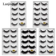 LANJINGLIN 5 pairs strip mink lashes 3d long false eyelashes makeup thick fake eye lashes volume mink eyelashes extension #G7 2024 - buy cheap