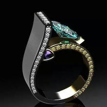 Modyle-anillos de lujo de piedra verde de cristal para mujer, joyas de boda de compromiso de circonita de oro rosa Glamour, Bisutería 2024 - compra barato