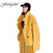 Ftangaiur New Winter Import Velvet Mink Fur Coat Slim Pure Color Pocket Natural Fur Coats Women's Short Real Mink Fur Coats 2024 - buy cheap
