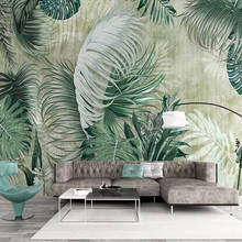 Milofi papel de parede 3d personalizado, mural de plantas tropicais, folha de banana, moderno, minimalista, fundo de parede, pintura decorativa, parede 2024 - compre barato