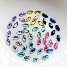 100pcs 4*8mm Horse Eye Rhinestones Flat Back Acrylic Gems Crystal Stones Non Sewing Beads for DIY Clothes nail art decorations 2024 - купить недорого