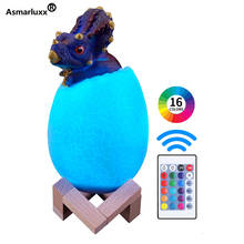 Triceratops-luz de noche de dinosaurio y huevo para niños, lámpara 3D de 16 colores, regalo, USB, Control remoto, táctil, envío directo 2024 - compra barato