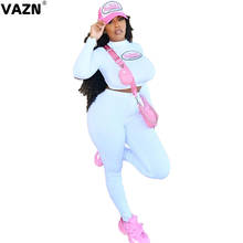 VAZN 2020 Top  Quality Plus Size Upsurge White Young Free Sexy Full Sleeve Group Long Pants Tracksuits Slim Women 2 Piece Set 2024 - buy cheap