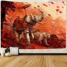 Simsant-tapiz de elefante y Tigre Hippie, Mandala bohemio de la India, tapices colgantes de pared para sala de estar, dormitorio, decoración del hogar 2024 - compra barato