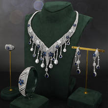 TIRIM-Conjunto de collar de circonia cúbica para mujer, conjunto de 4 piezas de joyería decorada para boda, Micro pavé, fiesta nigeriana 2024 - compra barato