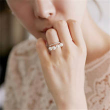 Sugar Town-anillo ajustable de cristal con perlas para mujer, sortija, apertura de boda, joyería 2024 - compra barato