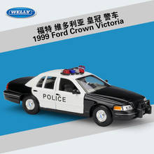WELLY 1:24 Масштаб 1999 Форд Корона Виктория Полиция Модель автомобиля игрушки литые Автомобили Металлические игрушки для взрослых Коллекция 2024 - купить недорого