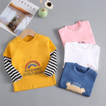 Infant Toddler Boys Girls T-shirt Baby Basic Tee Tops Cotton Newborn Baby Striped T Shirt Fake Two Pieces Boys Clothing 2024 - buy cheap