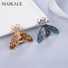 MAIKALE Lovely Honeybee Brooch Pins Yellow Bee Broches Crystal Insect Brooches for Women Kids Girls Shirt Suit Bag Accessories 2024 - buy cheap