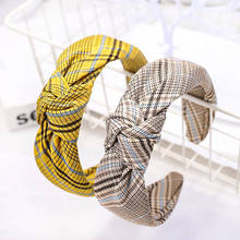 Fashion Cross Top Knot Hairband Headband for Women Elegant Plaid Pattern Hair Band Hoop Accessories 2024 - buy cheap