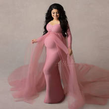 Sexy vestidos de maternidade fotografia adereços shoulderless gravidez vestido de manga comprida grávidas maxi vestido de bebê chuveiros foto 2024 - compre barato