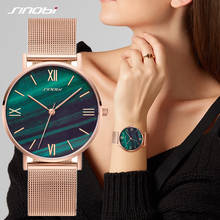 SINOBI Classic Green Calendar Dial Simple Women's Wrist Watches Crystal Quartz Clock Luxury Brand Ladies Wristwatch reloj mujer 2024 - buy cheap