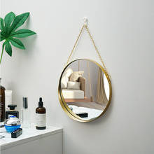 Espejo de Metal nórdico para baño, accesorio redondo de montaje en pared, adorno colgante para salón, arte de pared, decoración para Baño 2024 - compra barato