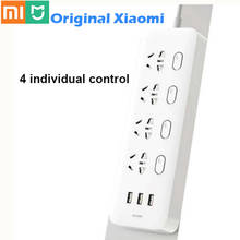 Xiaomi-tira de alimentación Mijia Original, 4 enchufes, 4 interruptores de control individuales, 5V/2.1A, 3 puertos USB, enchufes de extensión, cargador, cable de 2m 2024 - compra barato