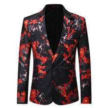 Fashion Splash Ink Print Blazer Men 2021 Brand New One Butto Wedding Party Festival Suit Jacket Men Stage Singer Blazer Hombre 2024 - buy cheap