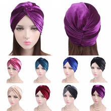 Chapéu de veludo com turbante, chapéu de veludo feminino, bandana de cor sólida, acessórios para cabelos 2024 - compre barato