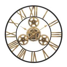 50cm relógio de parede de grandes dimensões 3d retro rústico decorativo arte de luxo grande engrenagem ferro do vintage grande relógio de parede na parede para o presente 2024 - compre barato